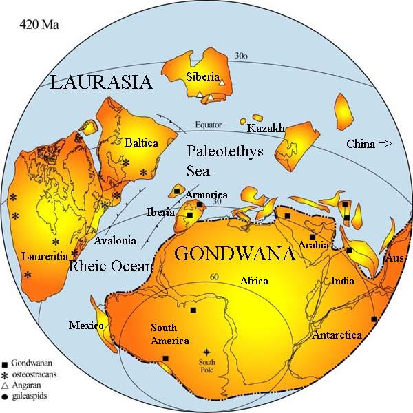 Lochkovian Laurasia & West Gondwana