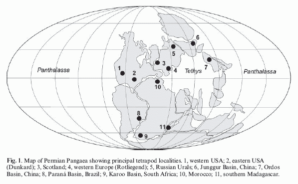 Permian tetrapod localities