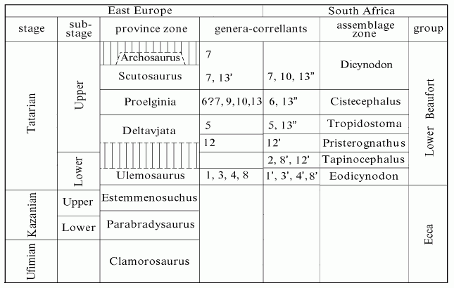 Zonal stratigraphic correlations