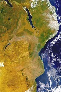 Southern part of rift valley in East Africa. NASA.